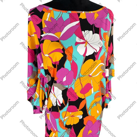 Trina Turk Tops - Trina Turk Bright Multicolor Floral Dolman Short Sleeve Medium